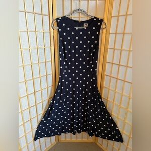 Anne Klein Blue and White Sleeveless A-line Dress